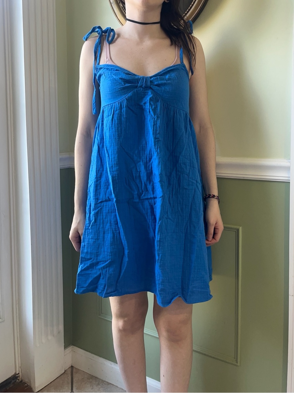 SHEIN blue tie sundress